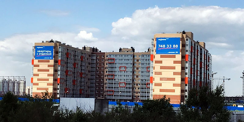 изготовление и установка на фасаде брандмауеров, баннерные растяжки